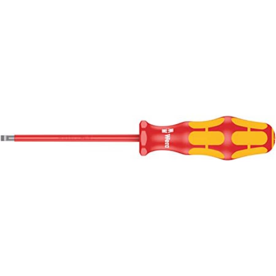 Wera 05006125001 Kraftform Plus VDE 160i Slotted Insulated Screwdriver, Lasertip, 6.5mm Head, 6" for $15 Wera 05006125001 Kraftform Plus VDE 160i Slotted Insulated Screwdriver, Lasertip, 6.5mm Head, 6" for $15