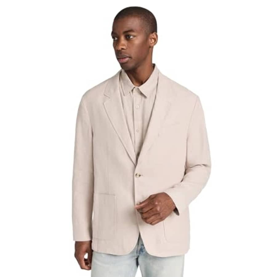 Vince Men's Relaxed Hemp Blazer, Pumice Rock, Tan, L for $218 Vince Men's Relaxed Hemp Blazer, Pumice Rock, Tan, L for $218