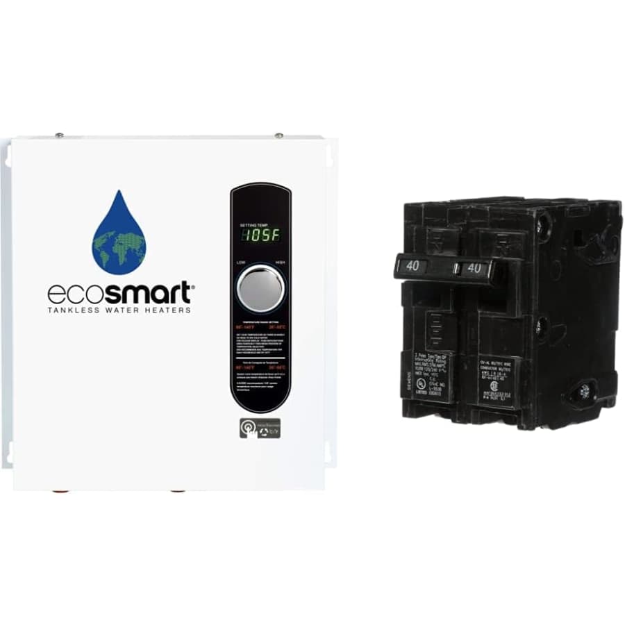 EcoSmart ECO 27 Electric Tankless Water Heater w/ Siemens 40A Circuit Breaker for $397