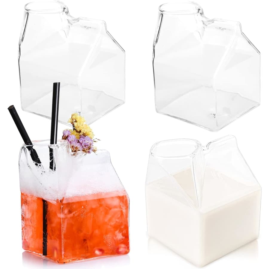 Mini Glass Milk Carton 4-Pack for $17 w/ Prime Mini Glass Milk Carton 4-Pack for $17 w/ Prime