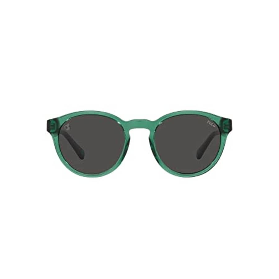 Polo Ralph Lauren Mens PH4192 Round Sunglasses, Shiny Transparent Green/Dark Grey, 51 mm for $73