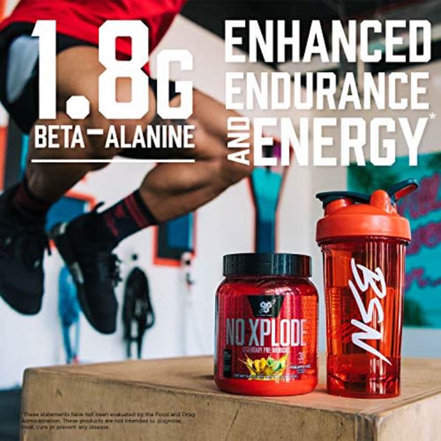 BSN N.O.-XPLODE Pre-Workout Supplement with Creatine, Beta-Alanine, and Energy, Flavor: Blue Raz, for $51