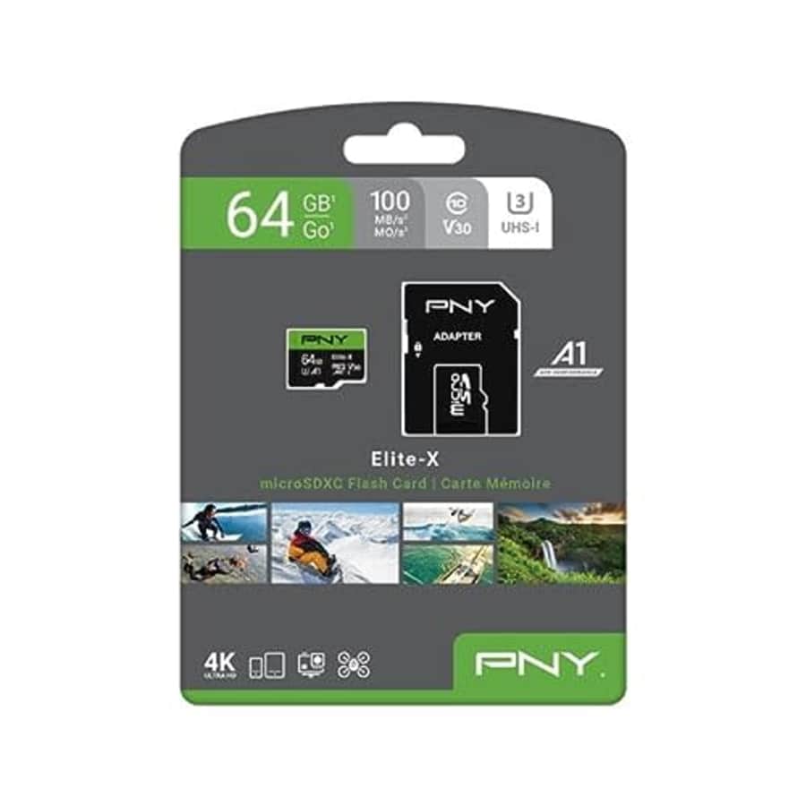 PNY 64GB Elite-X Class 10 U3 V30 microSDXC Flash Memory Card for $16 PNY 64GB Elite-X Class 10 U3 V30 microSDXC Flash Memory Card for $16