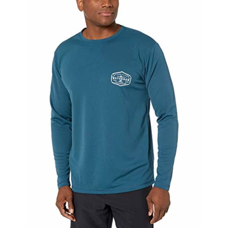 Quiksilver Waterman Men's Gut Check Long Sleeve Rashguard UPF 50 Sun Protection, Majolica Blue, XS for $45