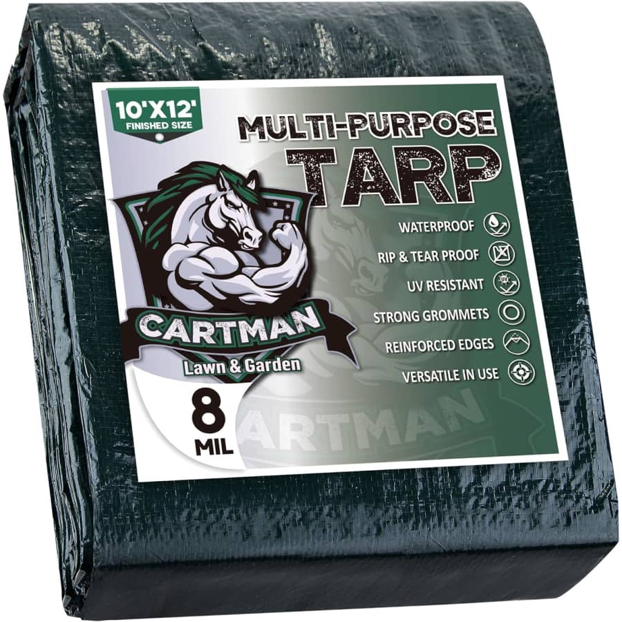 Cartman 10x12-Foot Waterproof Heavy Duty Poly Tarp for $16