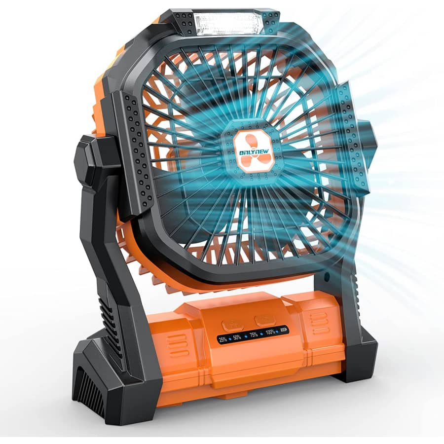 USB Rechargeable Battery Portable Camping / Desk Fan w/ LED Light for $35