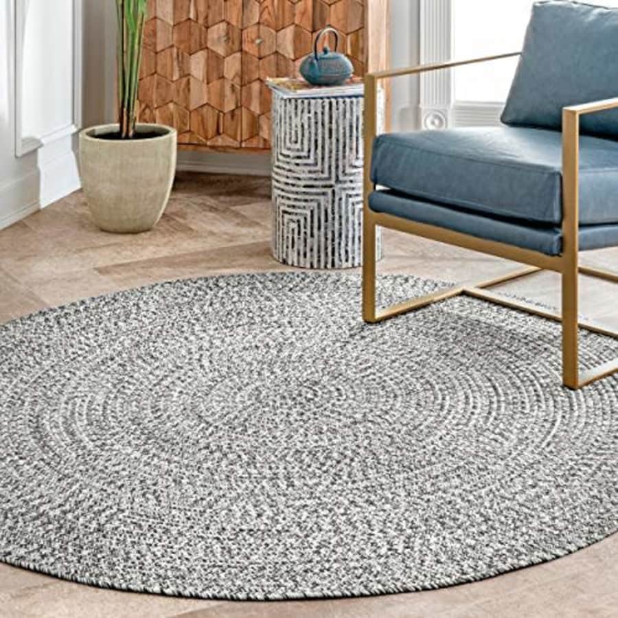 nuLOOM Lefebvre Braided Indoor/Outdoor Area Rug, 6' Round, Light Grey for $110