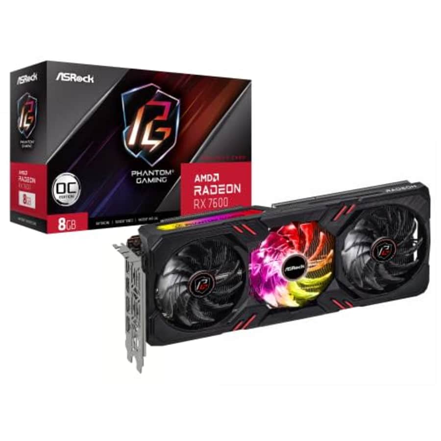 ASRock RX7600 PG 8GO AMD Radeon RX 7600 Phantom Gaming 8GB OC Graphics Card for $377