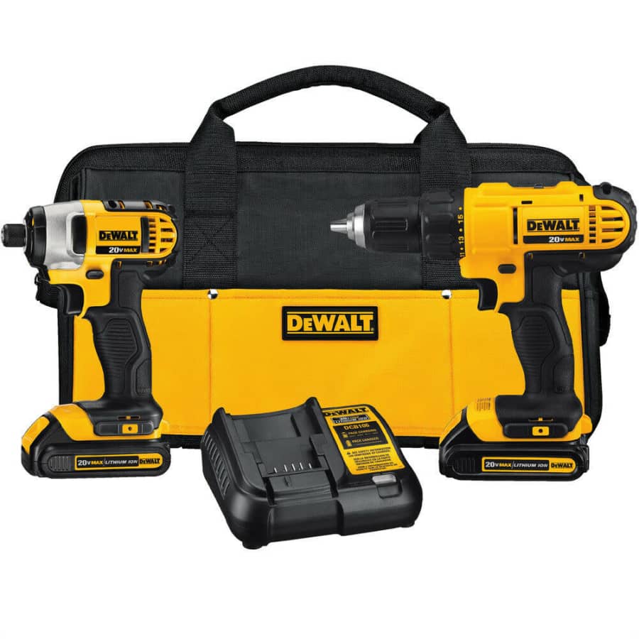 DeWalt 20V Max Cordless Lithium-Ion Drill Driver and Impact Driver Combo Kit: $129