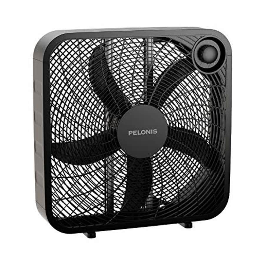 PELONIS PFB50A2ABB-V 3-Speed Box Fan for Full-Force Circulation with Air Conditioner, Black, 2020 for $38 PELONIS PFB50A2ABB-V 3-Speed Box Fan for Full-Force Circulation with Air Conditioner, Black, 2020 for $38
