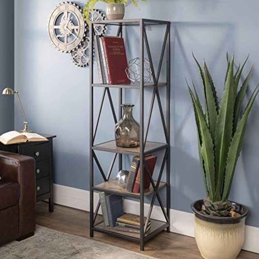Walker Edison Furniture Company 4 Tier Open Shelf Wood Tall Bookcase Bookshelf Home Office Storage for $200