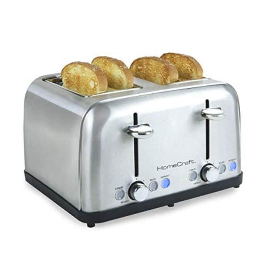 Nostalgia HomeCraft HCTST4SS Stainless Steel 4-Slice Toaster, Extra Wide Slots, Blue LED-Lighted for $74 Nostalgia HomeCraft HCTST4SS Stainless Steel 4-Slice Toaster, Extra Wide Slots, Blue LED-Lighted for $74