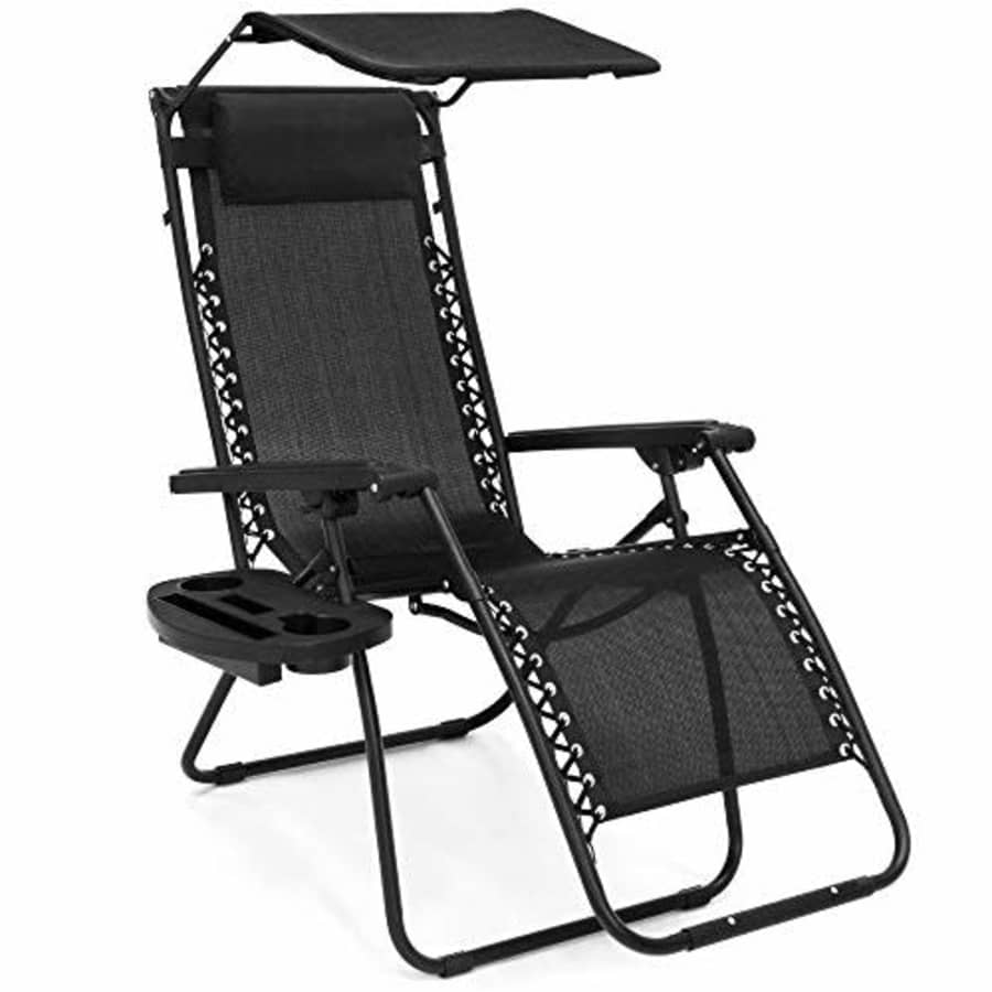 Best Choice Products Folding Zero Gravity Outdoor Recliner Patio Lounge Chair w/Adjustable Canopy for $64