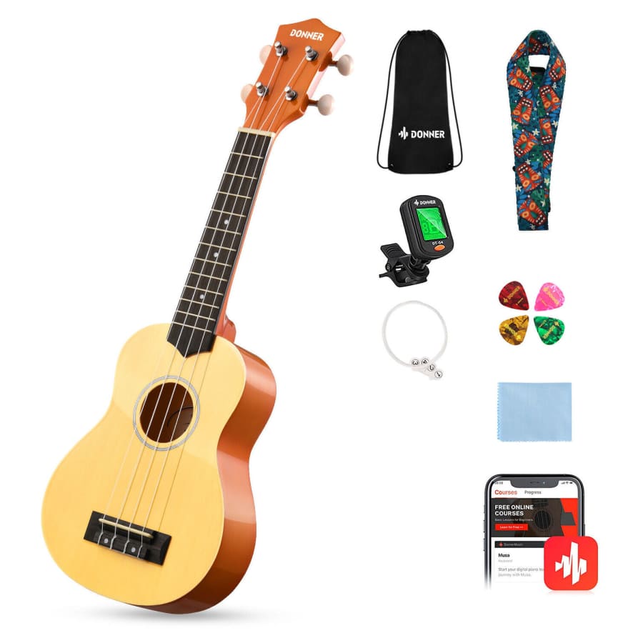 Donner 21" Soprano Ukulele w/ Bag, Strap, & More for $23