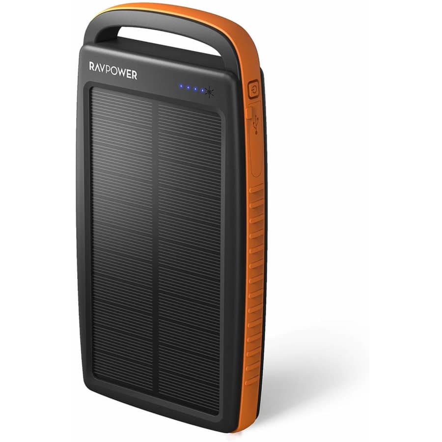 RAVPower 20,000mAh Solar Portable Power Bank for $19