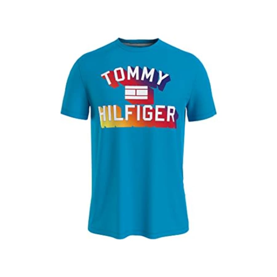Tommy Hilfiger Men's Short Sleeve Graphic Logo T-Shirt, Lexington Blue, XL for $25