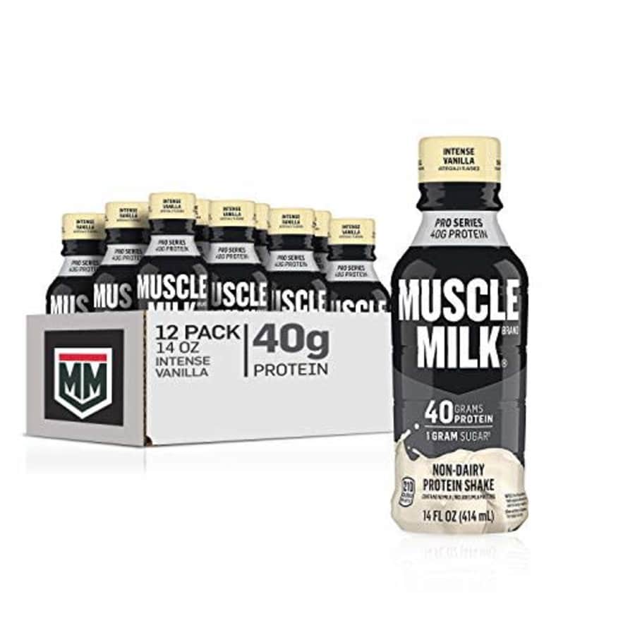 Muscle Milk Pro Series Protein Shake, Intense Vanilla, 32g Protein, 14 Fl Oz, 12 Pack for $65 Muscle Milk Pro Series Protein Shake, Intense Vanilla, 32g Protein, 14 Fl Oz, 12 Pack for $65