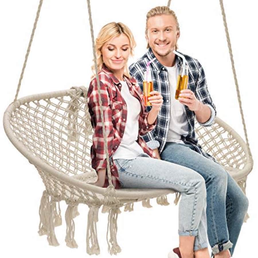Sorbus Hammock Chair Macrame Hanging Swing Bench, Perfect for Indoor, Outdoor, Teens Girl Bedroom, for $95 Sorbus Hammock Chair Macrame Hanging Swing Bench, Perfect for Indoor, Outdoor, Teens Girl Bedroom, for $95
