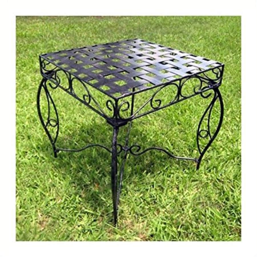 Pemberly Row Iron Patio Side Table in Antique Black for $113