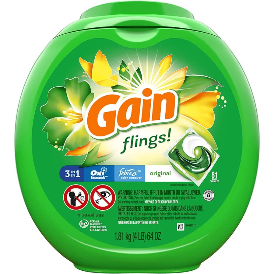 Gain Flings! 81-Ct. Liquid Laundry Detergent Pacs for $16 via Sub & Save