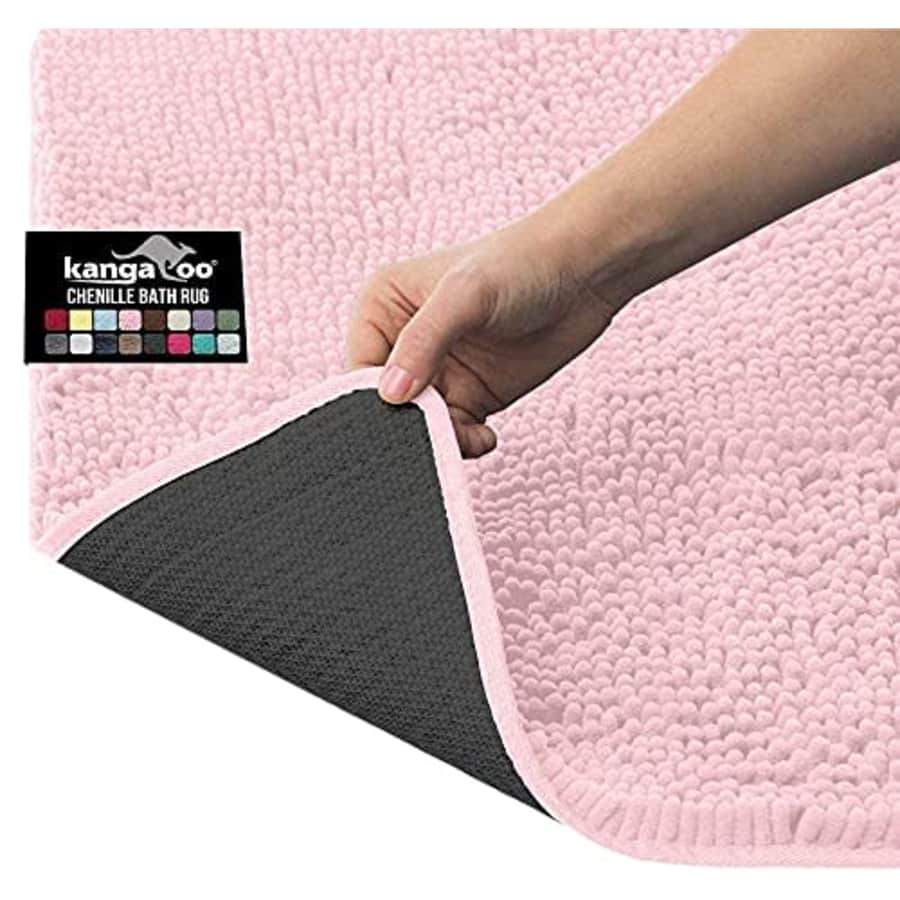 Kangaroo Luxury Chenille Bath Rug, 30x20, Extra Soft and Absorbent Shaggy Bathroom Rugs, Machine for $18