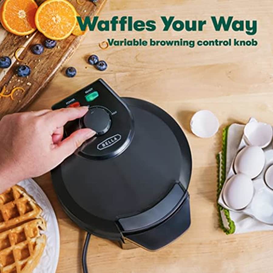BELLA Classic Belgian Waffle Maker, 7" Round, Non Stick, Waffle Iron Makes 1 Thick Waffles, for $24