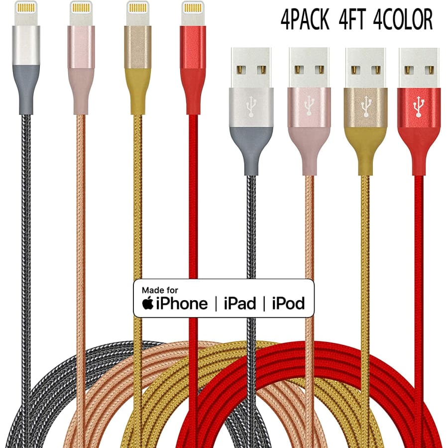 Idison MFi-Certified Lightning Cable 4-Pack for $8