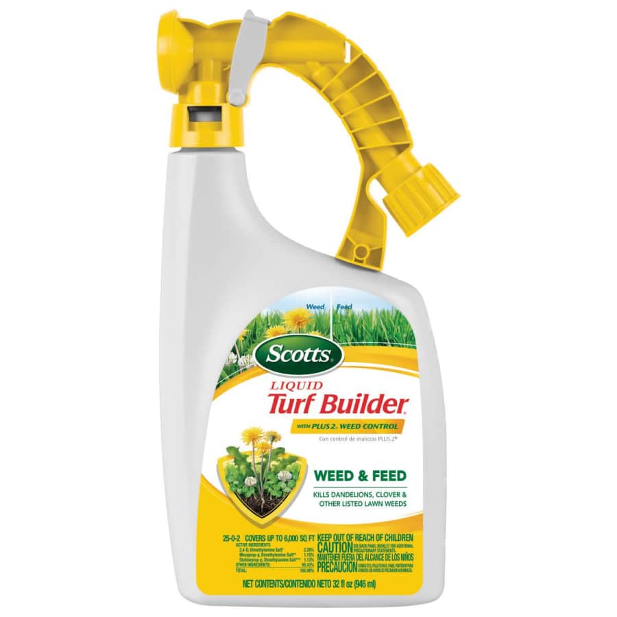 Scotts Liquid Turf Builder with Plus 2 Weed Control Fertilizer 32-oz.: $12 Scotts Liquid Turf Builder with Plus 2 Weed Control Fertilizer 32-oz.: $12