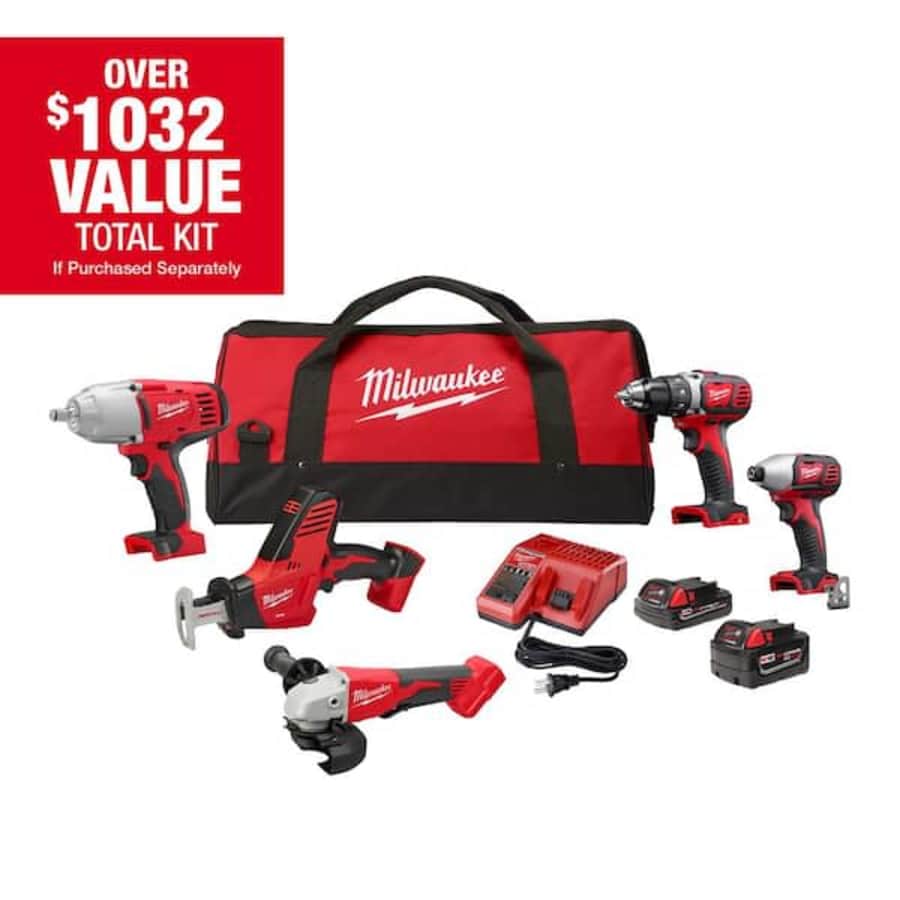 Milwaukee M18 5-Tool 18V Li-Ion Cordless Combo Kit for $349