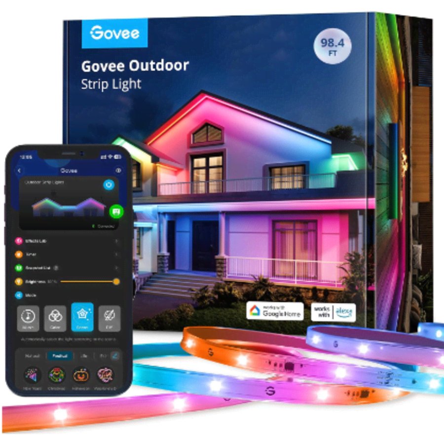 Govee 98.4-Foot WiFi RGBIC Outdoor Strip Lights for $160 Govee 98.4-Foot WiFi RGBIC Outdoor Strip Lights for $160