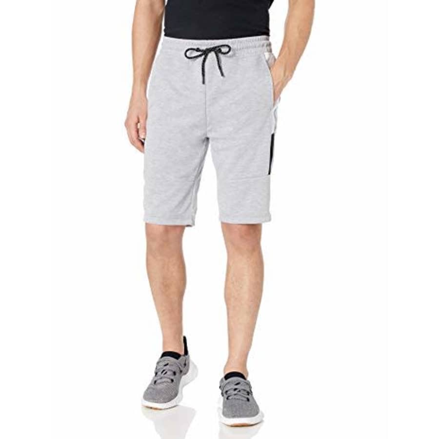 Southpole Men's Tech Fleece Shorts, Heather Grey Side Color Block, Large for $15