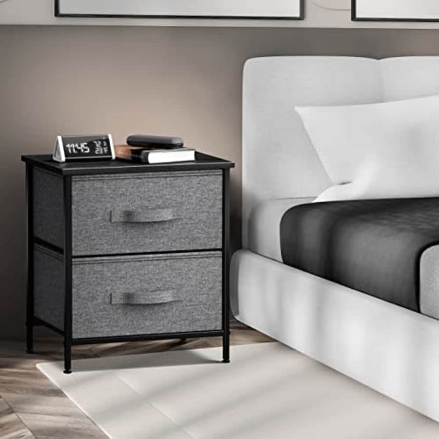 Sorbus Nightstand with 2 Drawers - Bedside Furniture End Table Night Stand with Steel Frame, Wood for $45