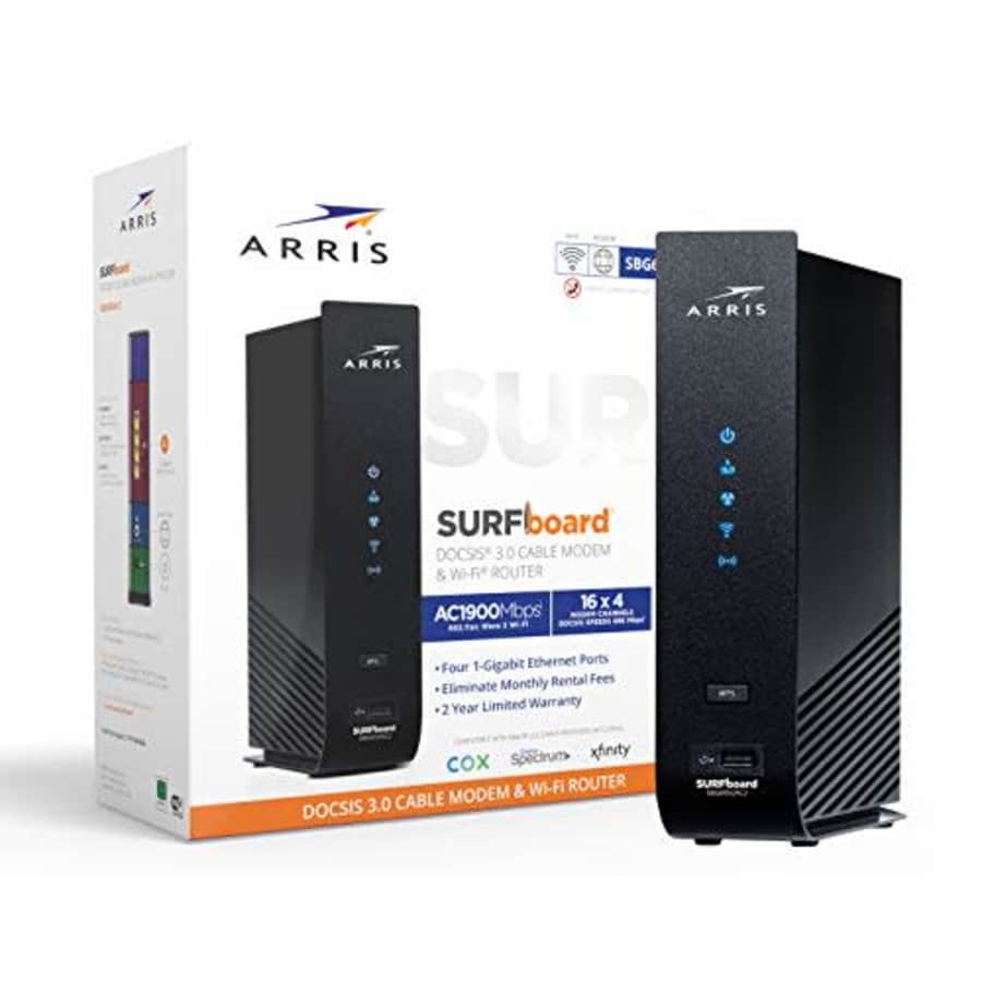 Arris SURFboard (16x4) Docsis 3.0 Cable Modem Plus AC1900 Dual Band Wi-Fi Router, Certified for for $89 Arris SURFboard (16x4) Docsis 3.0 Cable Modem Plus AC1900 Dual Band Wi-Fi Router, Certified for for $89