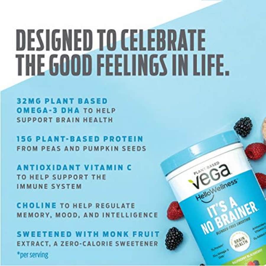 Vega Hello Wellness Its a No Brainer Blender Free Smoothie, Raspberry BlackBerry (14 Servings, for $26