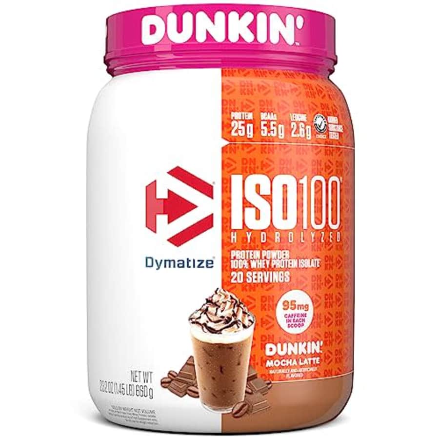 Dymatize ISO100 Hydrolyzed Protein Powder in Dunkin' Mocha Latte Flavor, 100% Whey Isolate, 25g for $23