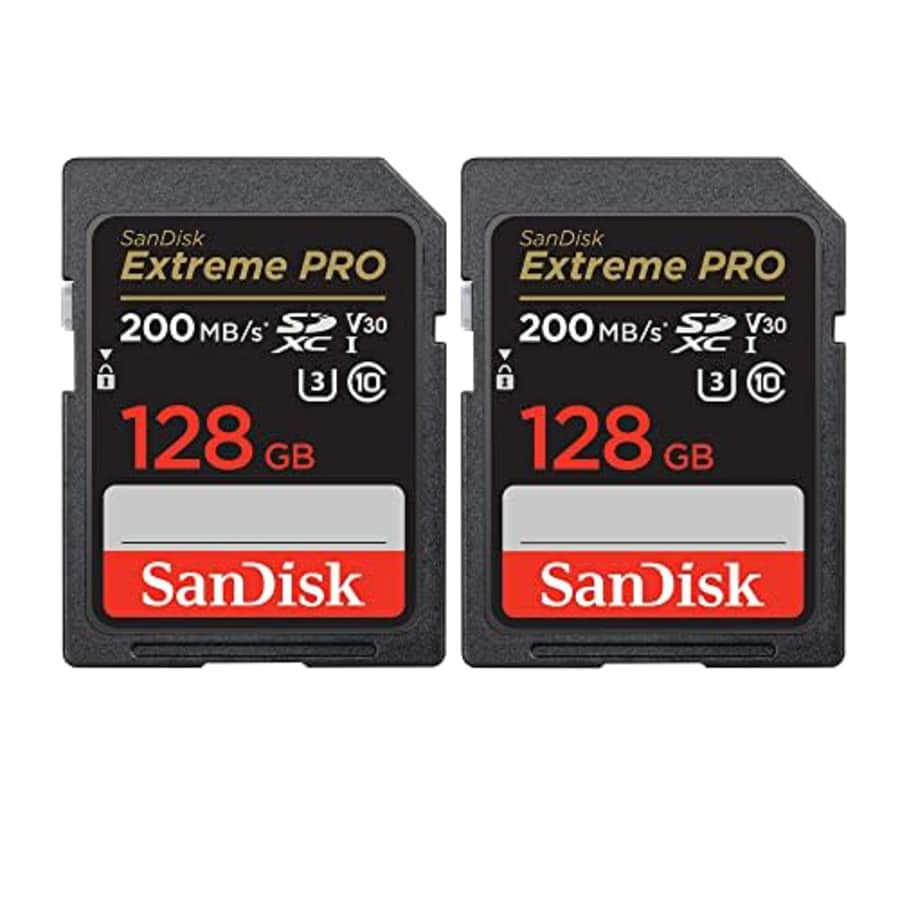 SanDisk 128GB Extreme PRO 200MB/s SDXC UHS-I Memory Card (2-pack) (2 Items) for $55