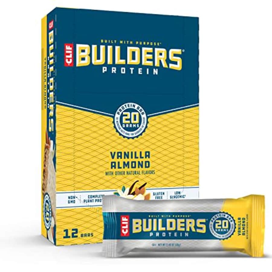 Clif Bar CLIF BUILDERS - Protein Bars - Vanilla Almond Flavor - 20g Protein - Gluten Free (2.4 Ounce, 12 for $34 Clif Bar CLIF BUILDERS - Protein Bars - Vanilla Almond Flavor - 20g Protein - Gluten Free (2.4 Ounce, 12 for $34