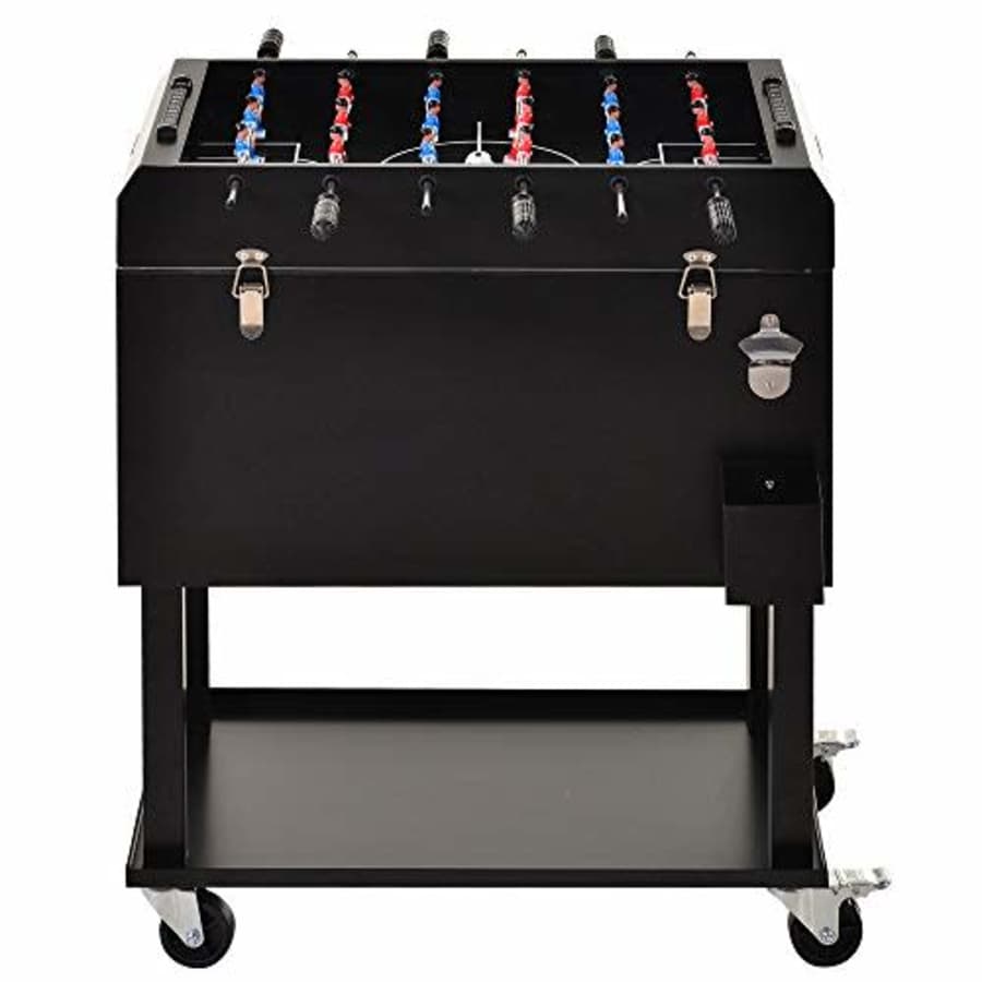 Outsunny 65L Patio Cooler Ice Chest with Foosball Table Top, Portable Poolside Party Bar Cold Drink for $250 Outsunny 65L Patio Cooler Ice Chest with Foosball Table Top, Portable Poolside Party Bar Cold Drink for $250