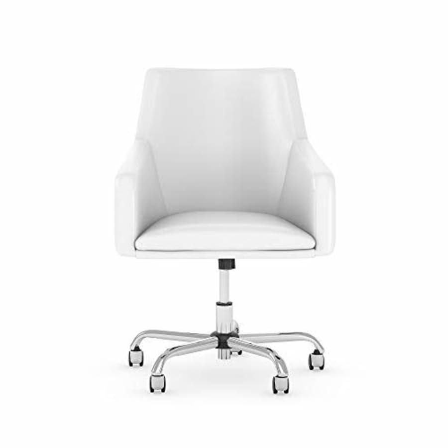 Bush Furniture Cabot Mid Back Leather Box Chair, White for $154 Bush Furniture Cabot Mid Back Leather Box Chair, White for $154