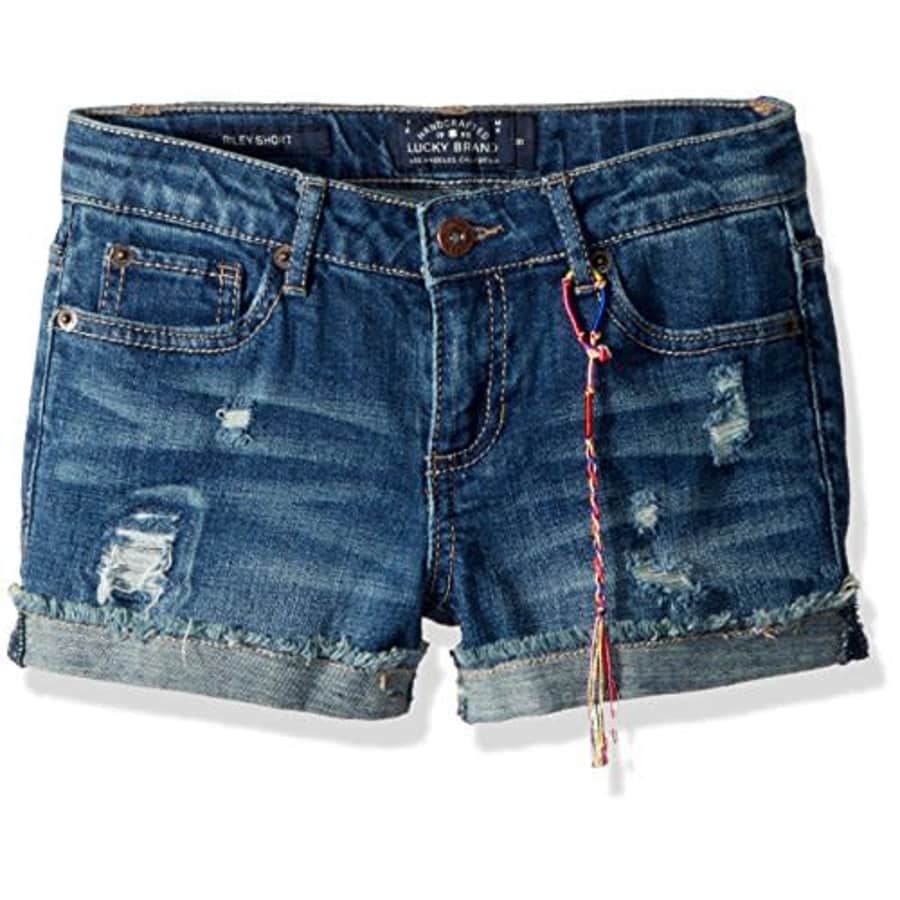 Lucky Brand Big Girls' 5-Pocket Cuffed Stretch Denim Short, Ronnie Ada wash, 12 for $26