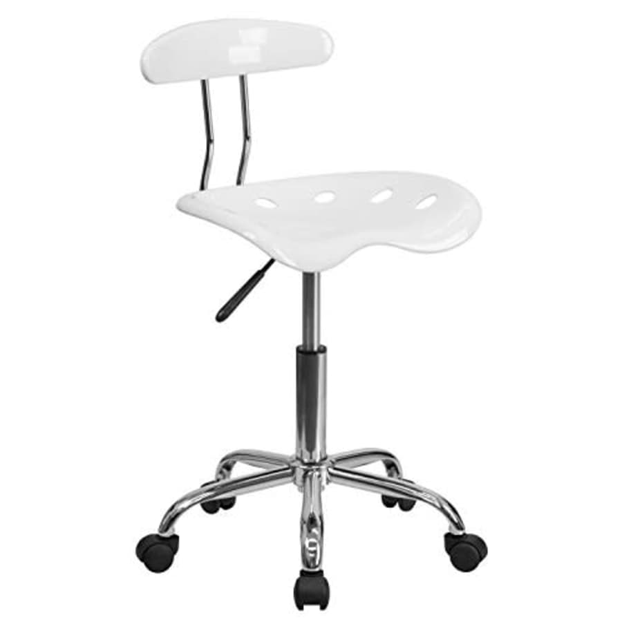 Flash Furniture Vibrant White and Chrome Swivel Task Office Chair with Tractor Seat for $72