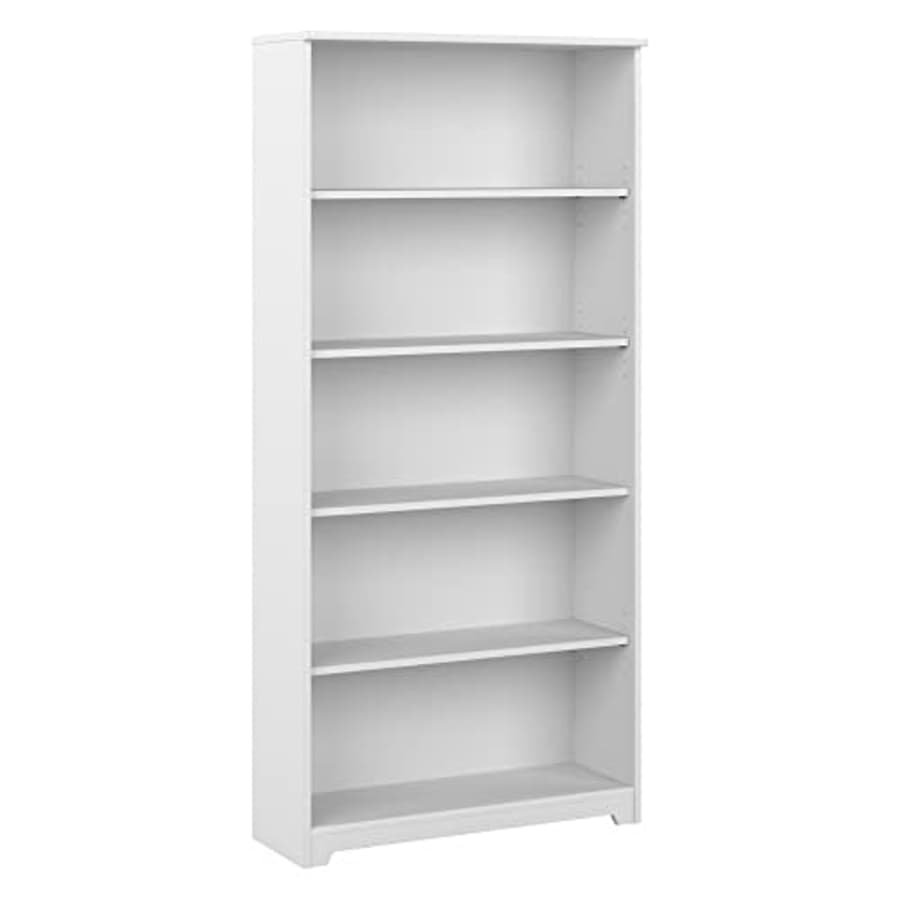 Bush Furniture Cabot Tall 5 Shelf Bookcase Large Open Bookshelf in White Sturdy Display Cabinet for for $155 Bush Furniture Cabot Tall 5 Shelf Bookcase Large Open Bookshelf in White Sturdy Display Cabinet for for $155