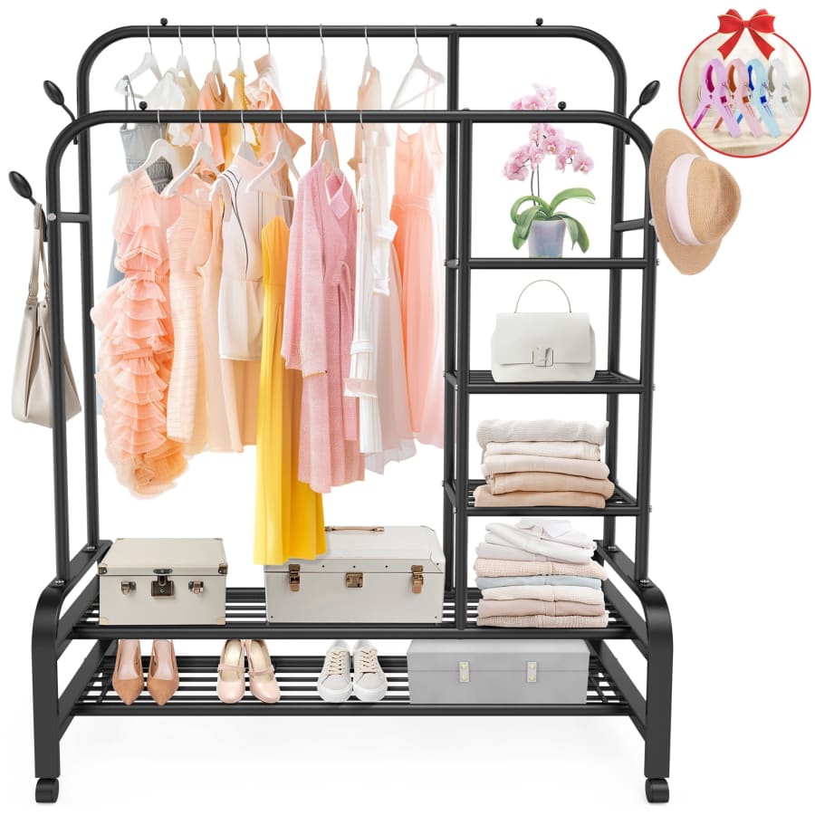 Gemaisil Double Rods Clothes Rack for $46