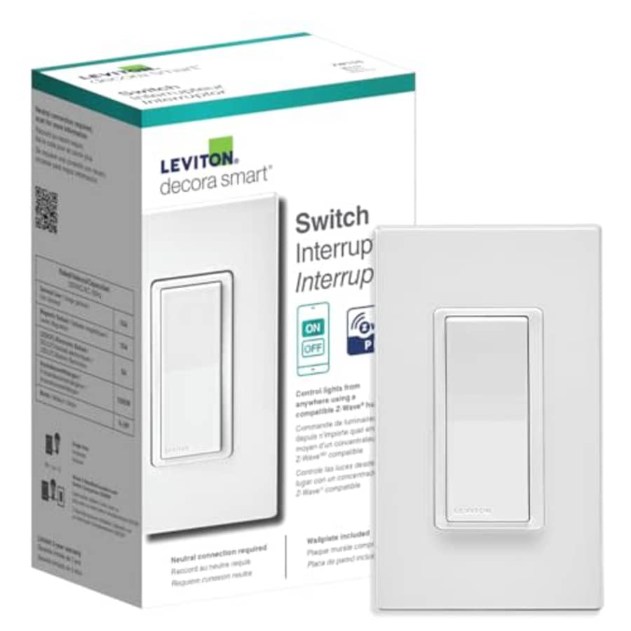 Leviton Decora Smart Switch Z-Wave 800 Series, ZW15S-1RW for $44