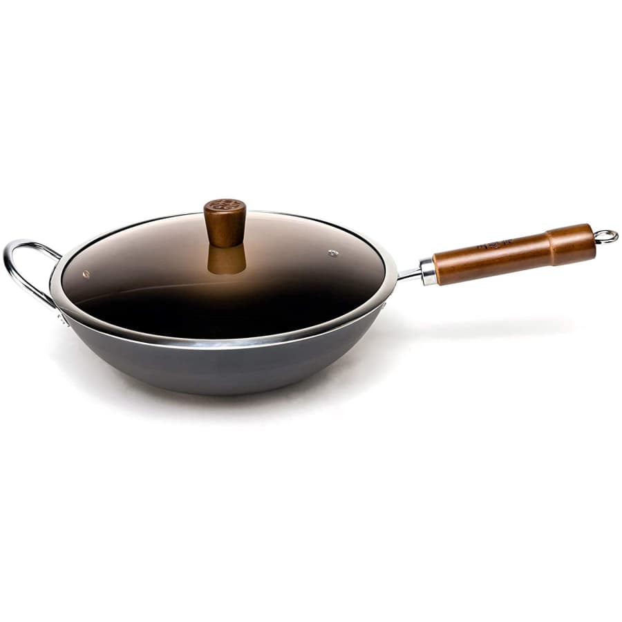 Wangyuanji 12.5" Cast Iron Wok with Lid for $90