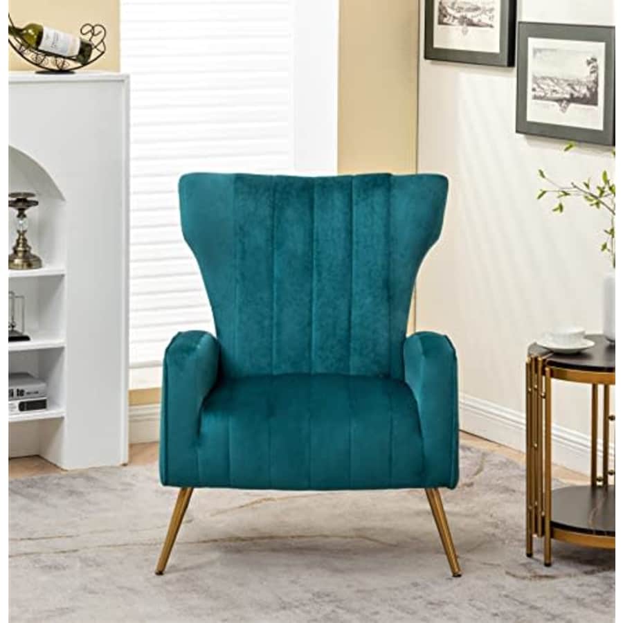 US Pride Furniture Modern Velvet Accent Chair for Living Room, Bedroom or Office with Stylish Metal for $138