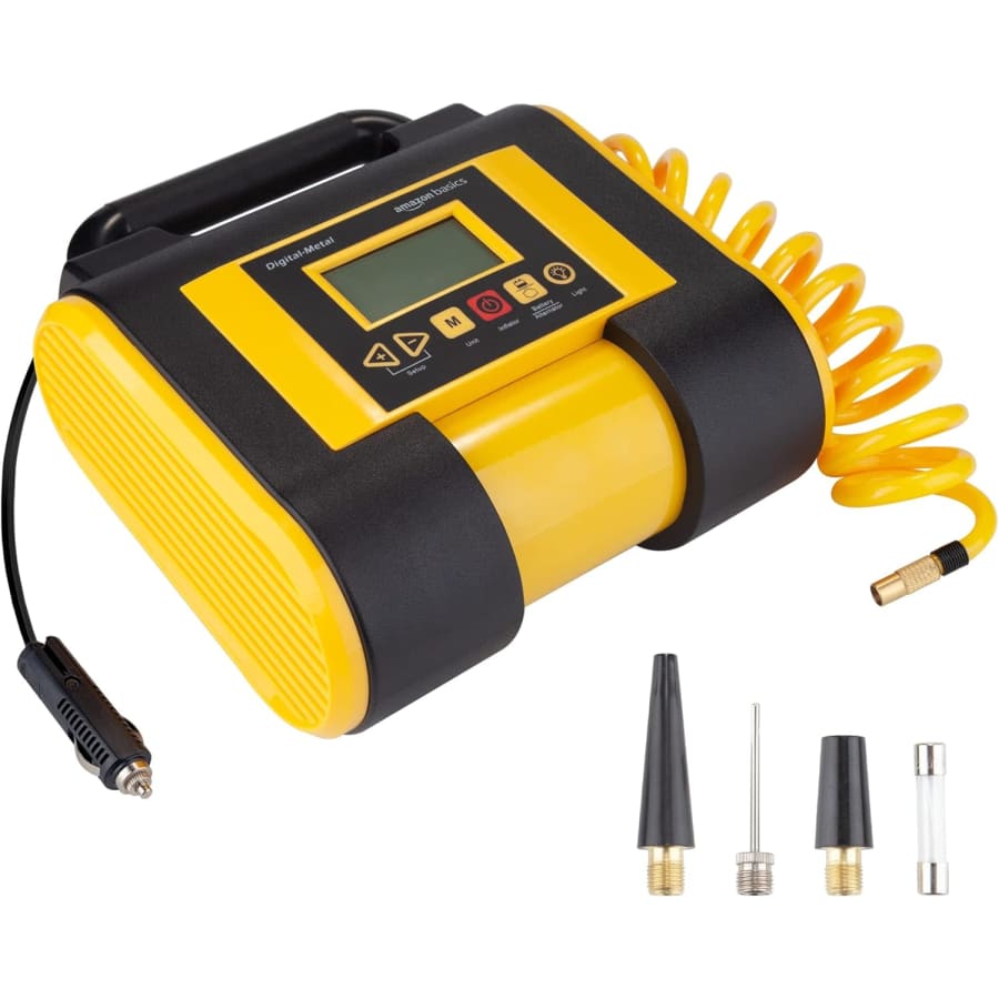 Amazon Basics 12V 150-PSI Portable Air Compressor w/ Digital Pressure Gauge: $28