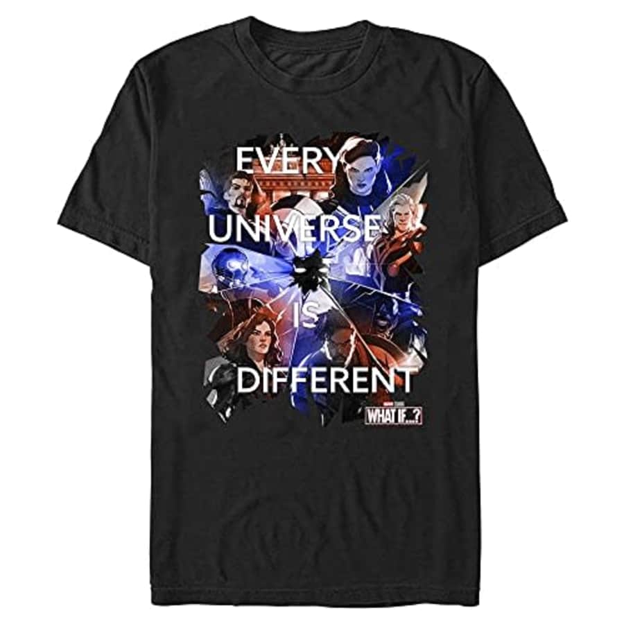 Marvel Men's Every Universe is Different Group Shatter T-Shirt, Black, Large for $6 Marvel Men's Every Universe is Different Group Shatter T-Shirt, Black, Large for $6
