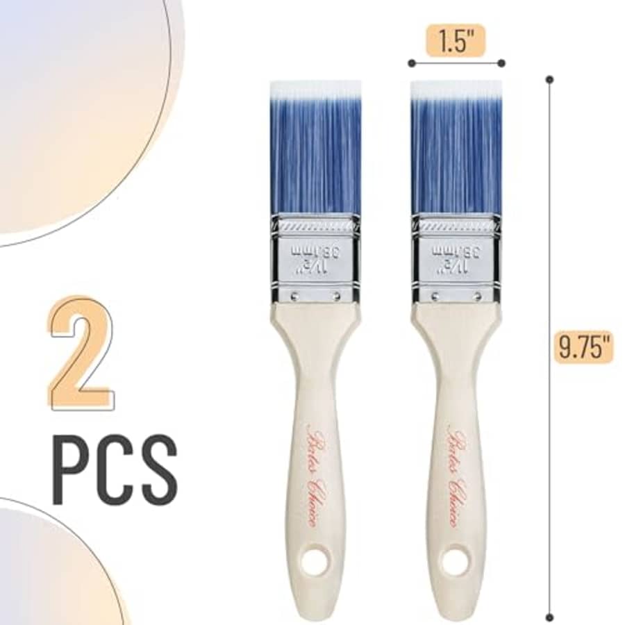 Bates Choice Bates- Paint Brushes, 1.5-Inch, 2 Pack, Treated Wood Handle, Paint Brushes for Walls, Stain Brush, for $5