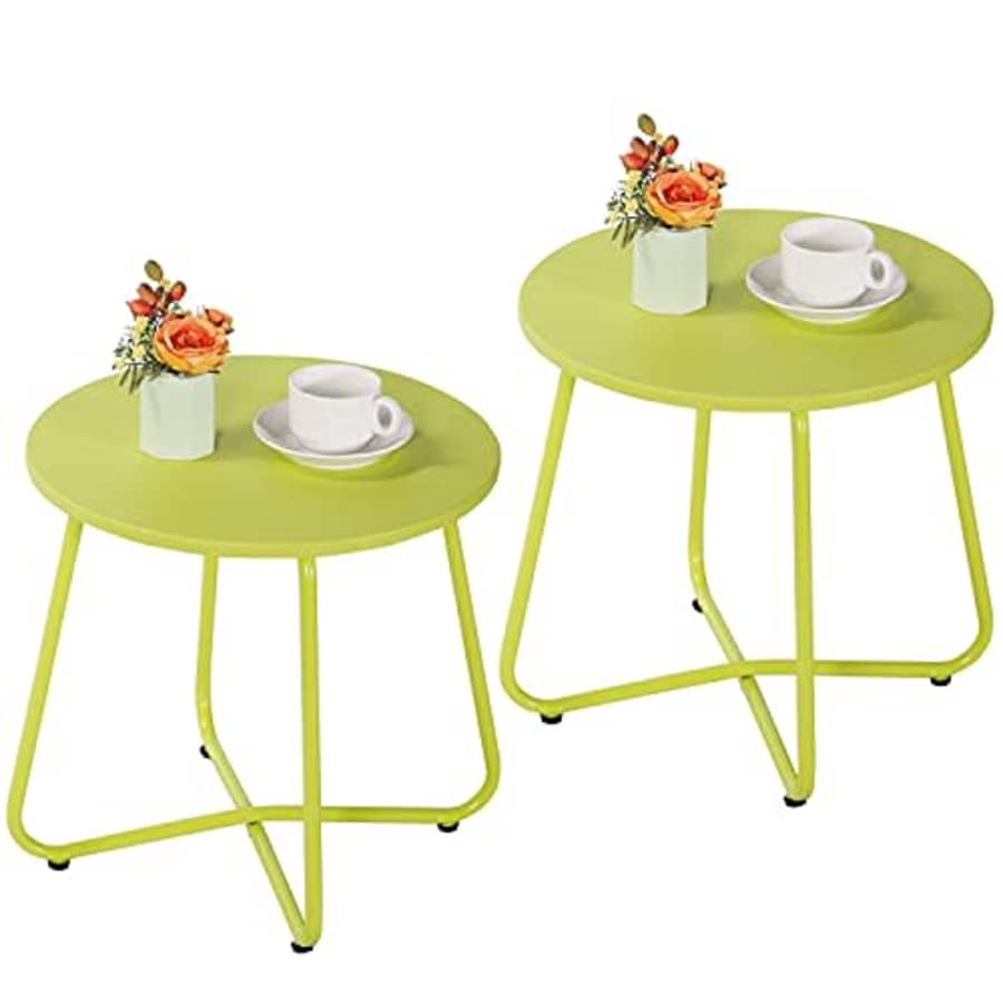 VECELO Patio Outdoor Side Snack Table,Small Round Anti-Rust Metal Style for Garden Balcony, for $41 VECELO Patio Outdoor Side Snack Table,Small Round Anti-Rust Metal Style for Garden Balcony, for $41